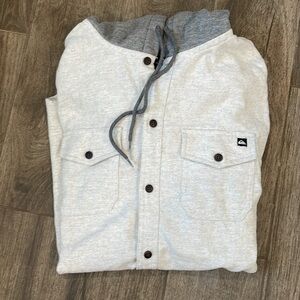 Quiksilver Gray Lightweight Hooded Shirt Jacket